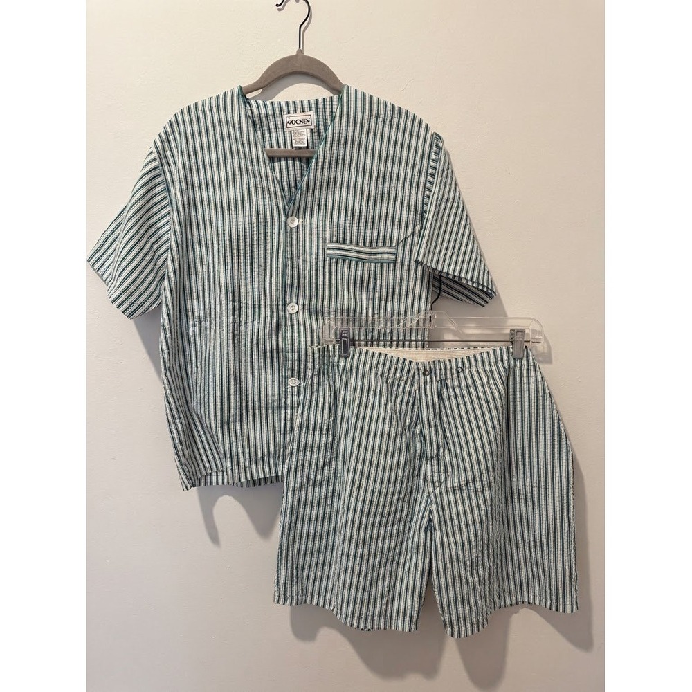 Vintage 90s Jockey Striped Seersucker Pajama Set Medium